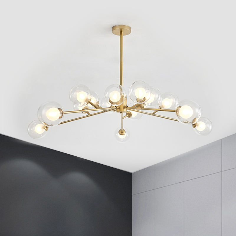Modern Large Chandelier: 15/18 Lights, Restaurant Hotel Branch, Metal, Black/Gold Hanging Lamp