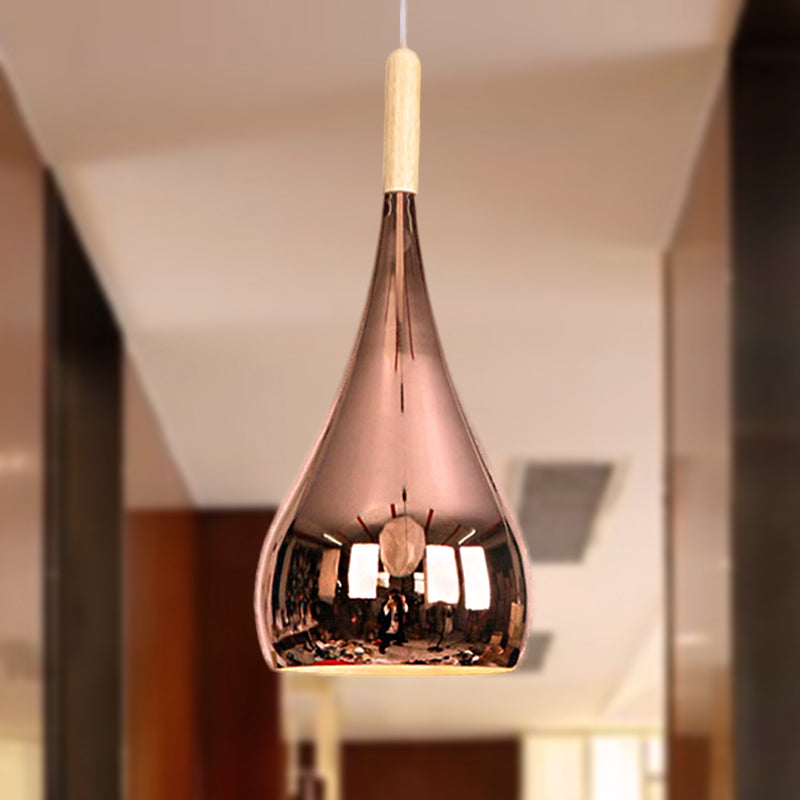 Lampada a sospensione a goccia Lampada da soffitto moderna in metallo cromato/oro rosa per cucina