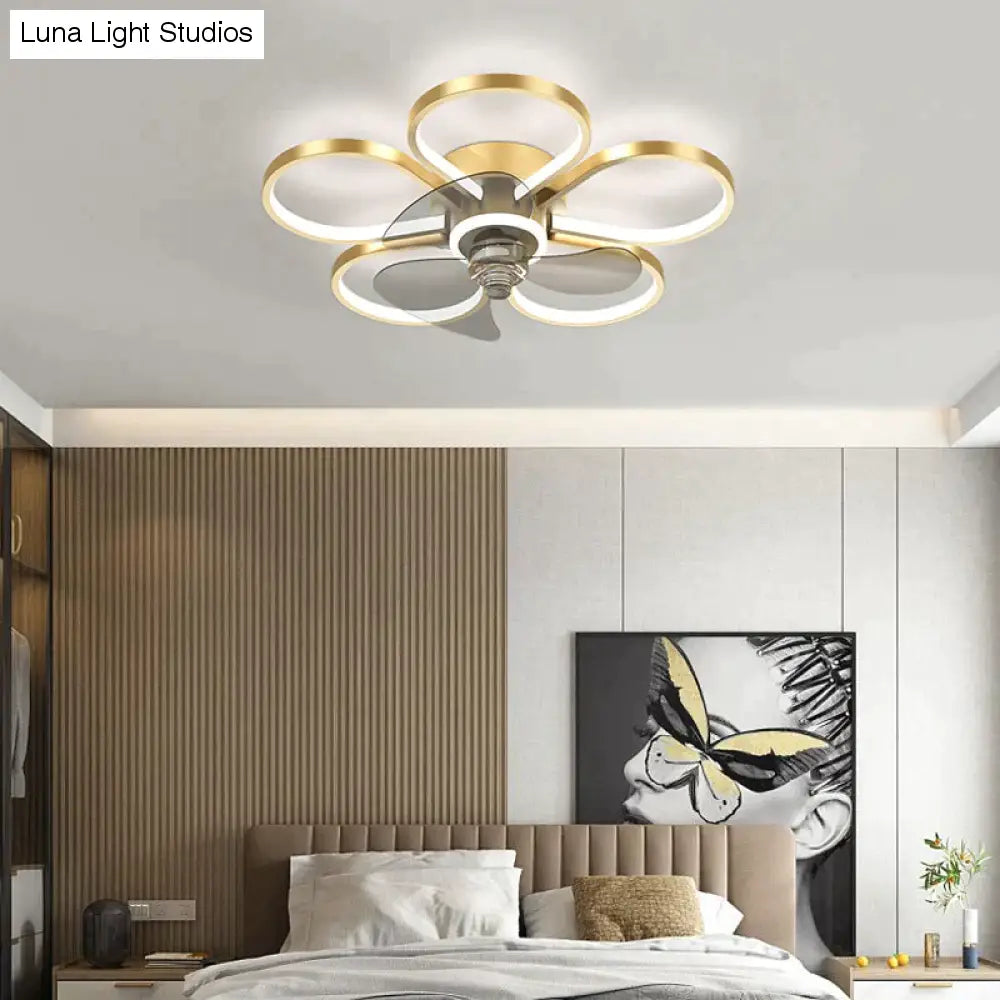 Luxury Ceiling Fan Lamp Bedroom Ultra-thin Quiet Restaurant Ceiling Lamp with Electric Fan
