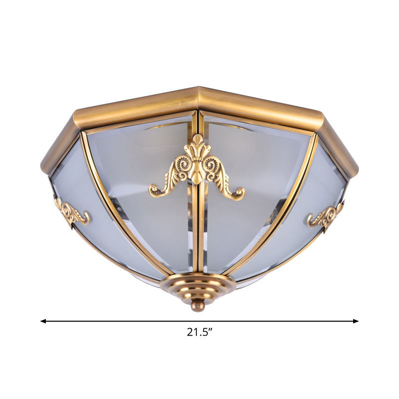 Mosiężna lampa sufitowa do montażu podtynkowego z kloszem z opalowego szkła – mała/średnia/duża, 2/3/6 lamp – klasyczny design