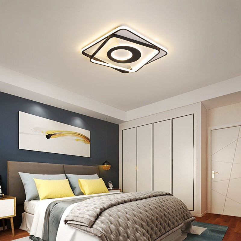 Modern Black and White Square Flush Ceiling Light Acrylic LED Fixture - 16