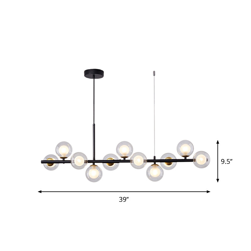 Lampada a sospensione postmoderna con sfera di vetro per cucina - Diversi colori e finitura oro/nera - 7/9/11 luci