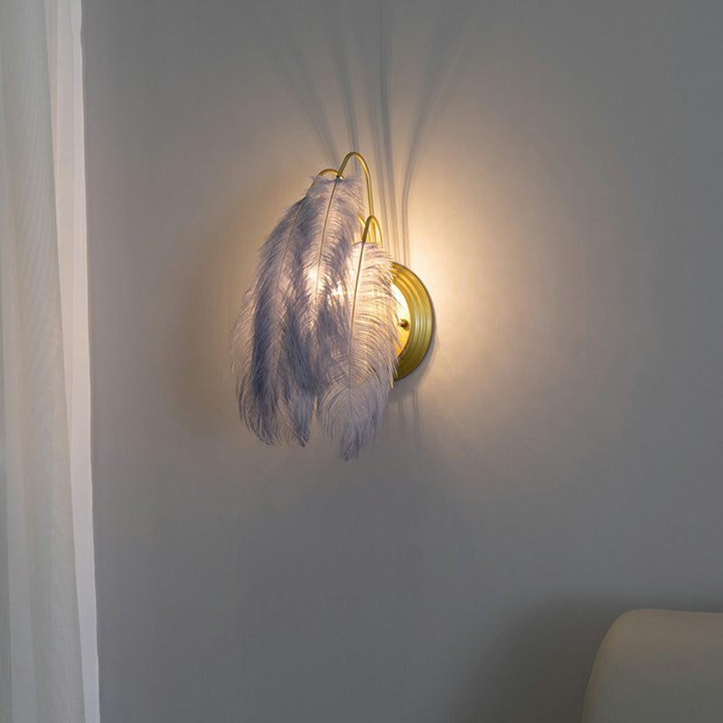 Minimalistische veren wandlamp voor gang - kleine wandkandelaar met 1 licht