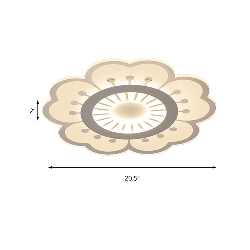 Modern Acrylic White Flush Mount Ceiling Light for Flower-Themed Living Rooms
