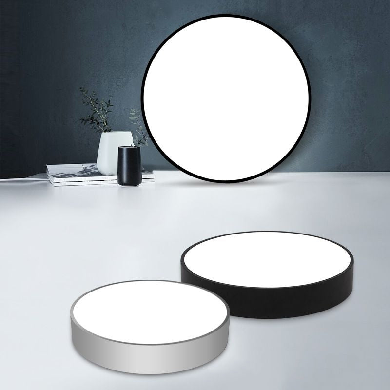 Minimalist Black/White Round Flush Mount LED Ceiling Light - 16