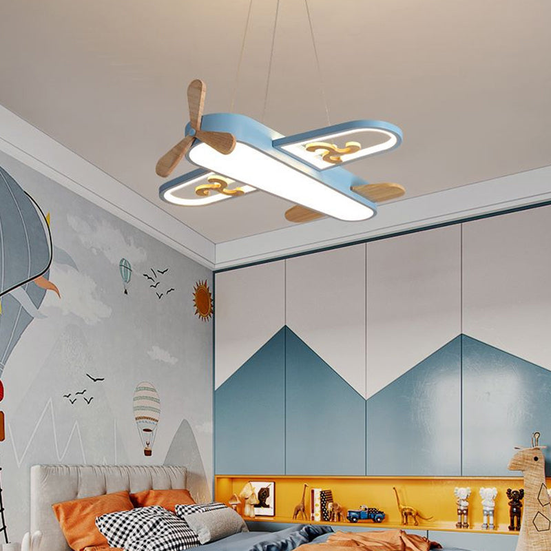 Lampada a sospensione a forma di aereo per bambini Lampadario a sospensione a LED in acrilico per camera da letto