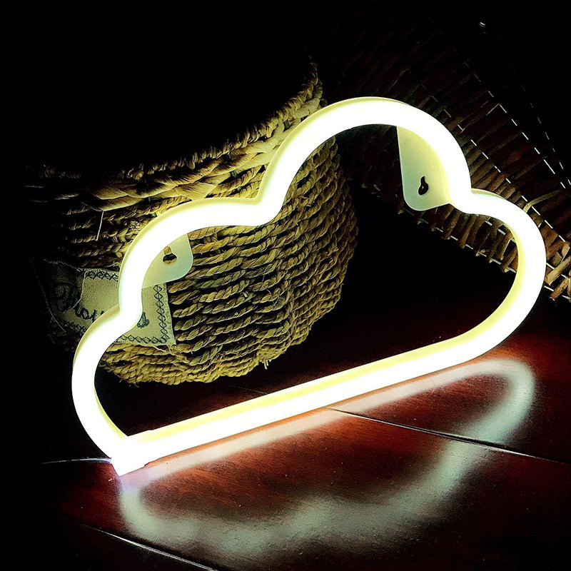 Veilleuse LED Nuage en Plastique avec Prise USB Rechargeable - Lampe de Table Blanche pour Enfant