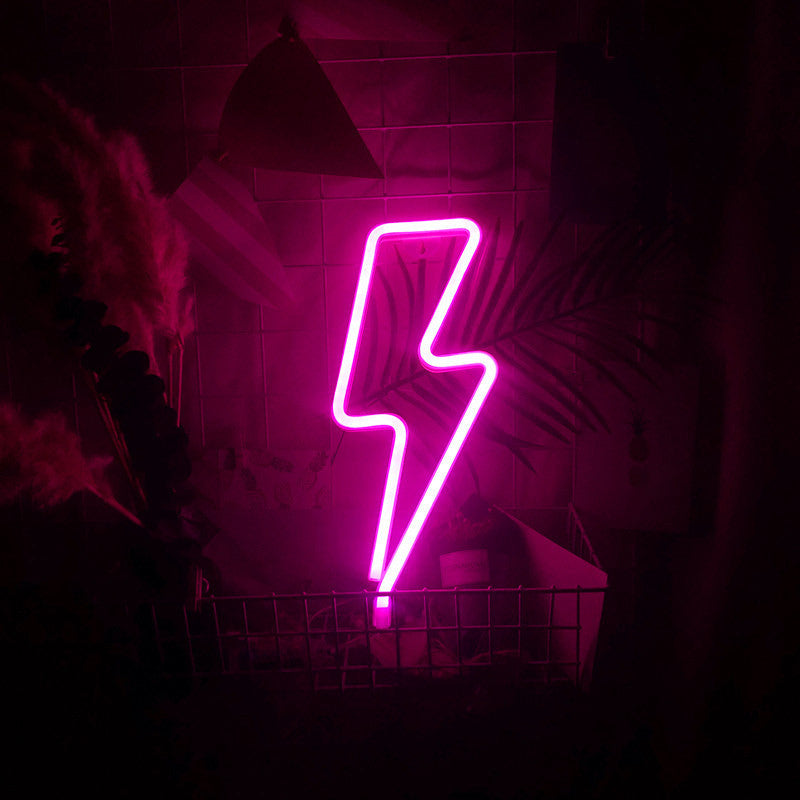 Weiße LED-Tischlampe „Lightning Bolt“: Künstlerische Schlafzimmer-Nachttischleuchte aus Gummi mit Batterie
