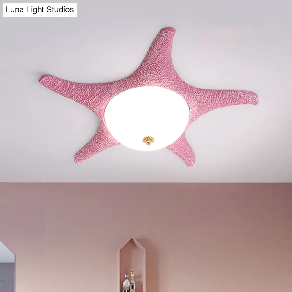 Noche estrellada en tu habitación - Luminaria empotrada LED de estrella de mar de resina para niños en alegre rosa, amarillo y azul con luz blanca/cálida