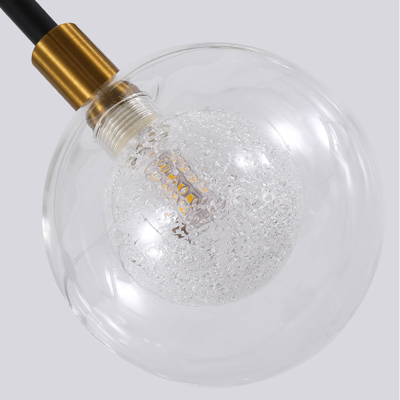 Black Metal Line Suspension Light with Clear Modo Chandelier - Modern Style for Dining Room
