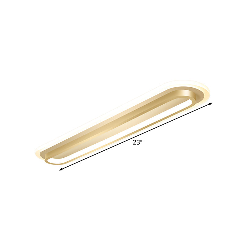 Nordic Rectangular LED Ceiling Light in Gold, Customizable in 7 Days, 19