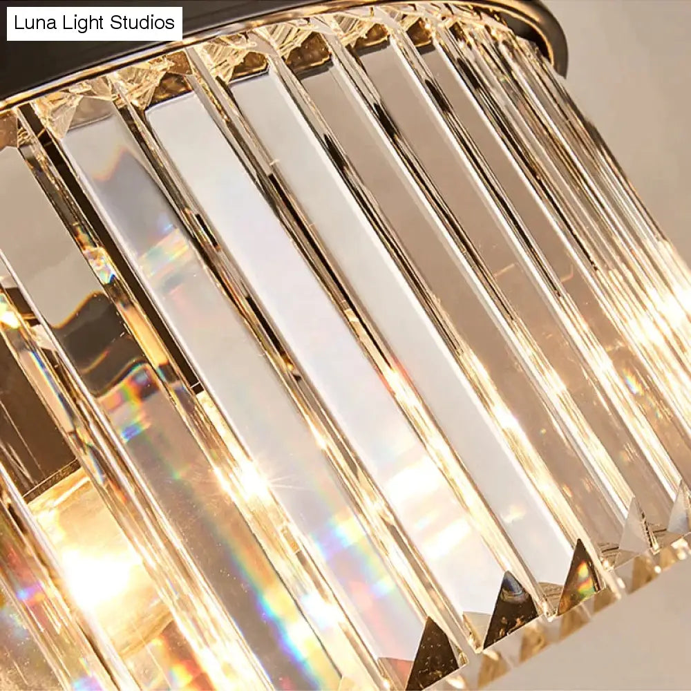 Nowoczesna kryształowa lampa sufitowa Living Crystal lampa sufitowa sypialnia klasyczne okrągłe lampy sufitowe czarna podstawa oprawy Led jadalnia