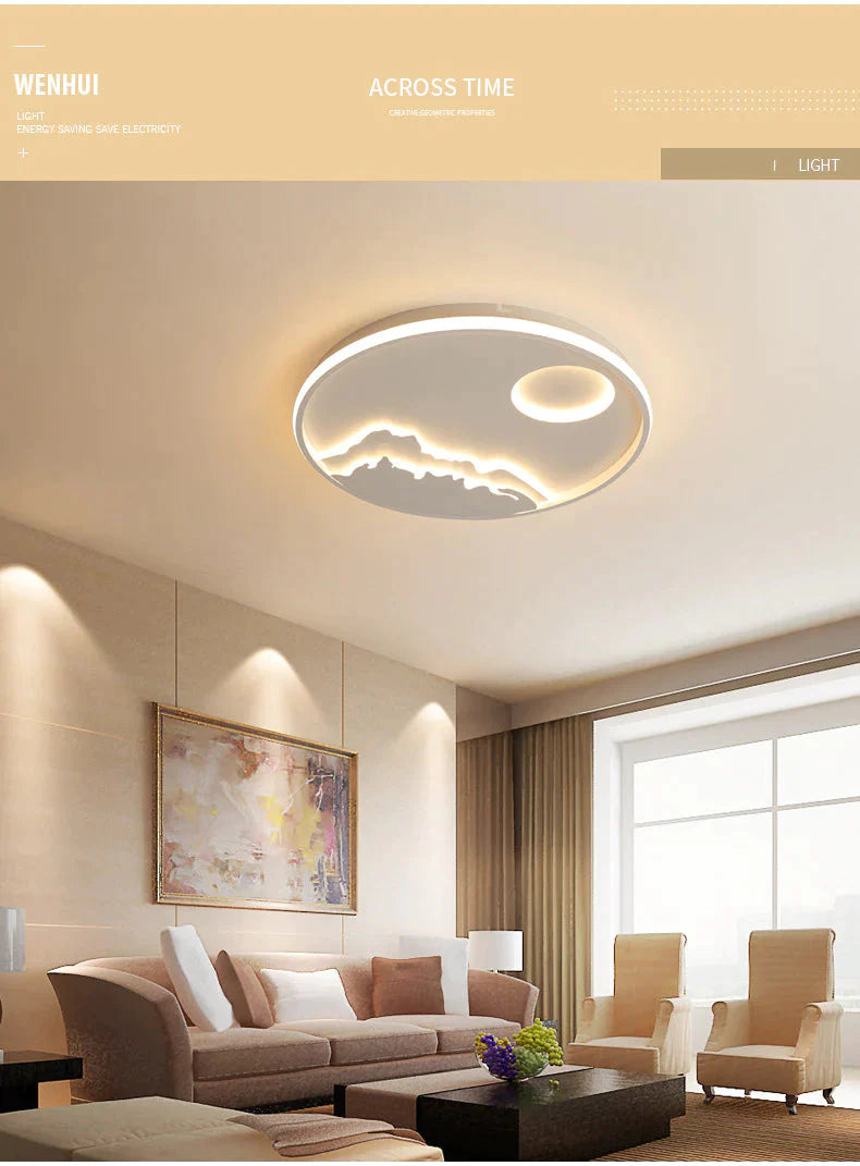 LED-Deckenleuchte, modernes Natur-Sonnenaufgang-Design, für Wohnzimmer, Schlafzimmer, Küche, Esszimmer, Beleuchtungskörper ICFW1910