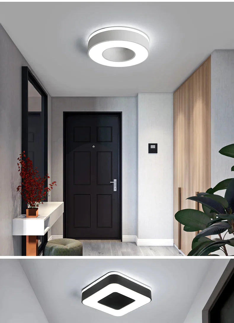 Candelabro LED moderno de 240mm de diámetro para pasillo, dormitorio, candelabro Led cuadrado/redondo/triangular en blanco o negro