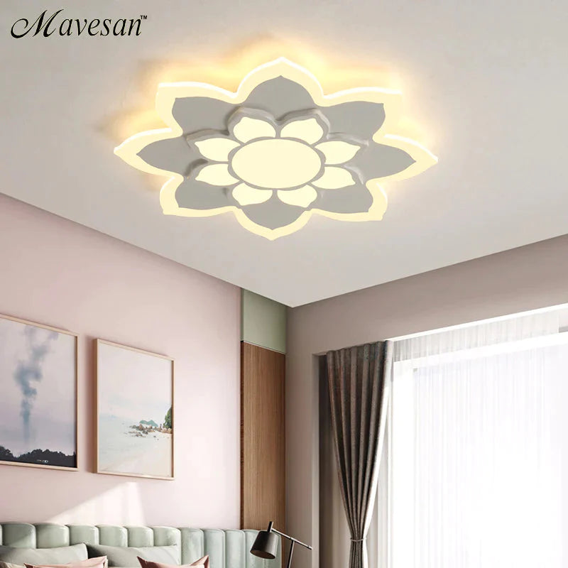 Nieuwe aankomst led-plafondverlichting lamp met afstandsbediening en bloemontwerper voor kinderslaapkamer studeerkamer babykamer Lamparas De Te