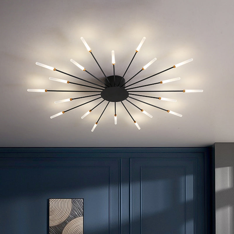 Lámpara de techo contemporánea negra/dorada con LED acrílico para dormitorio - Montaje semiempotrado (12/18/28 luces)