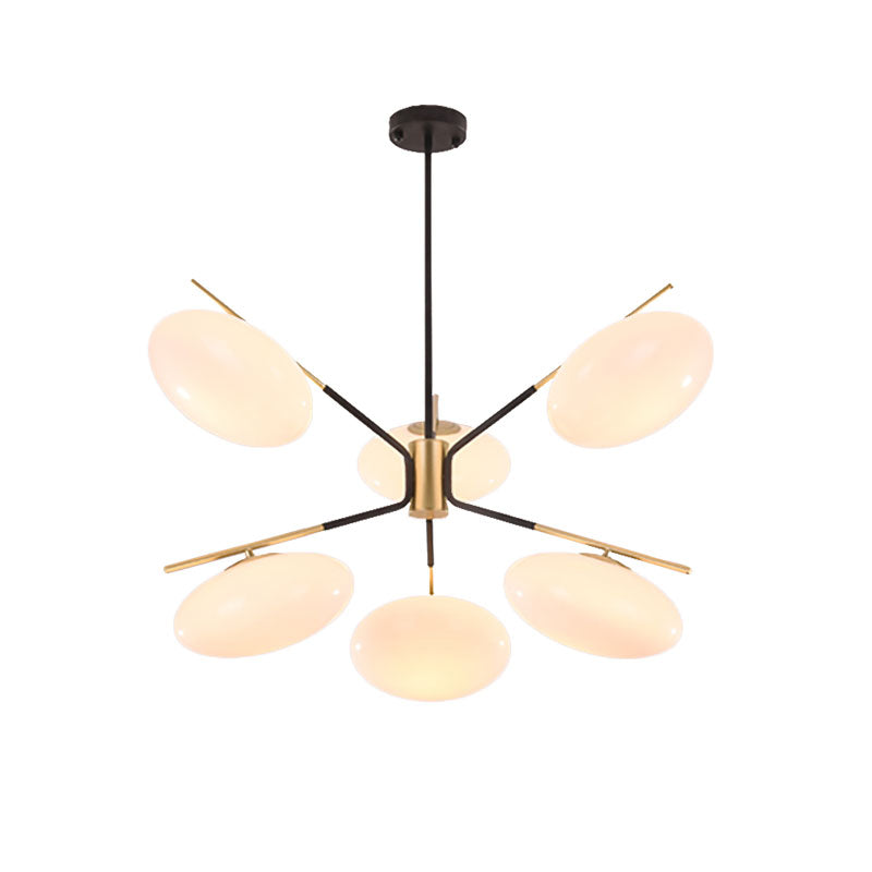 Modern Opal Glass Ellipse Pendant Light with 6/8 Lights for Living Room Ceiling