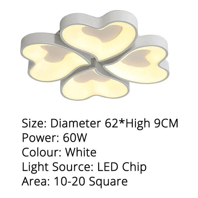 Plafoniere moderne a LED a forma di cuore per soggiorno, camera da letto, illuminazione interna, lampada da soffitto, telecomando, Dimmin