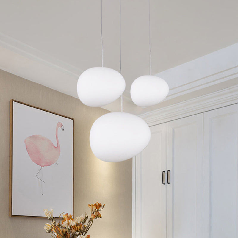 Lámpara colgante de comedor de guijarros flotantes, cristal crema, 1 cabezal, lámpara de techo colgante minimalista en blanco, 9