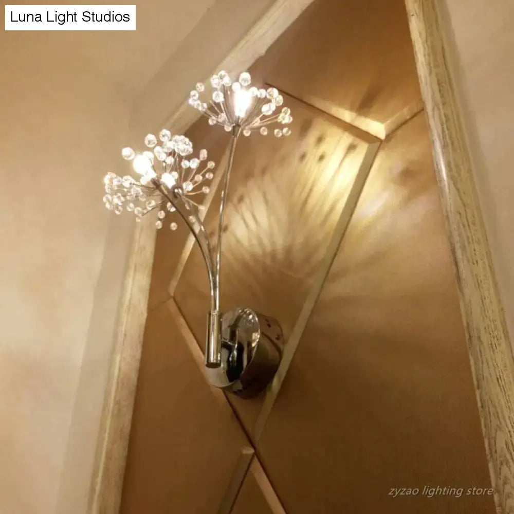 Nordic Creatieve Kristallen Bloem Paardebloem Wandlampen voor Badkamer Slaapkamer Bedlampje Woonkamer