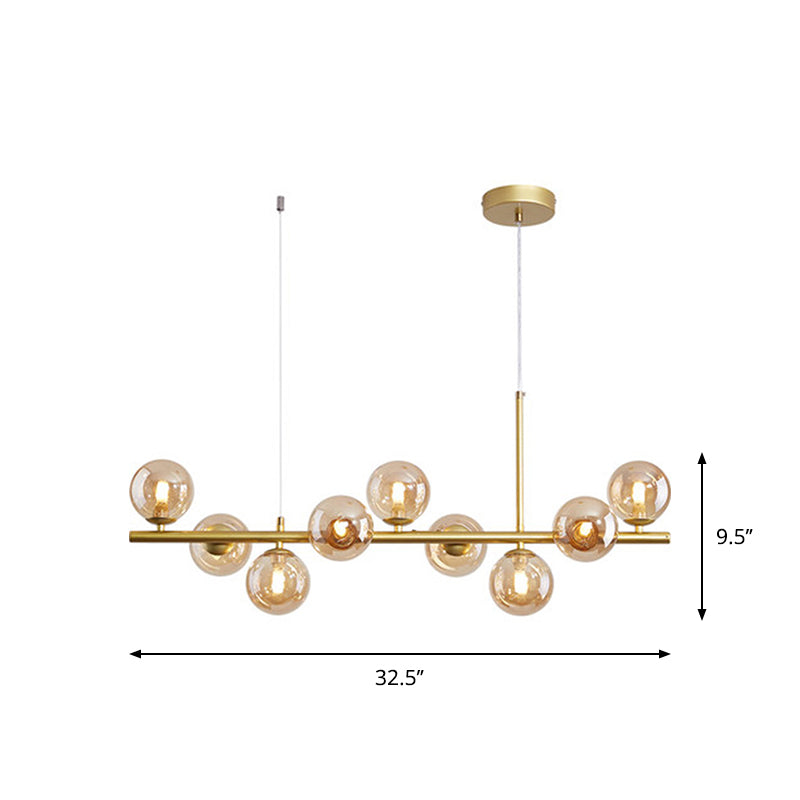 Lampada a sospensione postmoderna con sfera di vetro per cucina - Diversi colori e finitura oro/nera - 7/9/11 luci