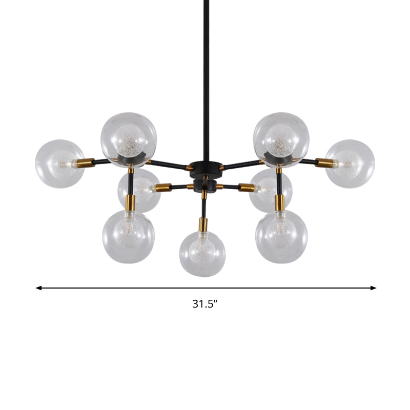 Black Metal Line Suspension Light with Clear Modo Chandelier - Modern Style for Dining Room