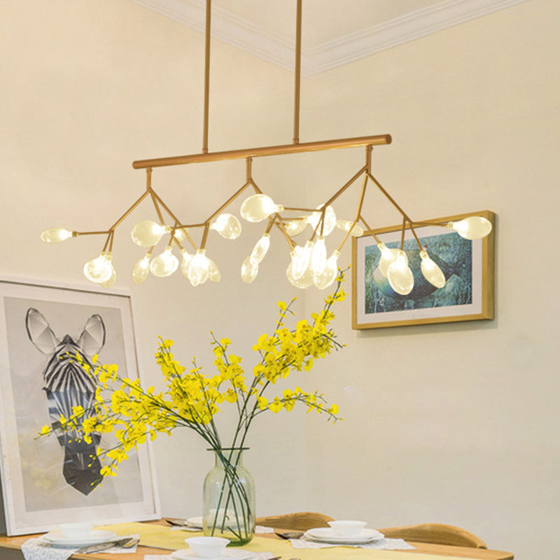 Modern Bubble Chandelier with Clear Glass, 27 Heads, Black/Gold - Dining Room Hanging Light Kit