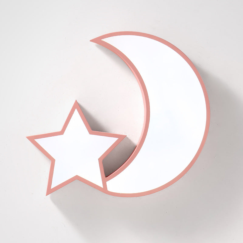 Ein himmlischer Glanz für Kinder: LED-Unterputz-Deckenleuchte aus Acryl mit Stern und Mond