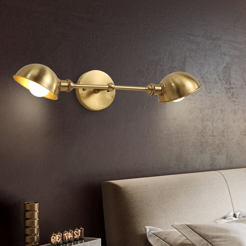Lampada da parete moderna a forma di ciotola in ottone con 2 teste - Illuminazione con applique per camera da letto