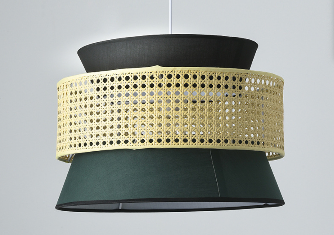 Luminaire suspendu noir/vert simple de simplicité de lumière de suspension de rotin à plusieurs niveaux