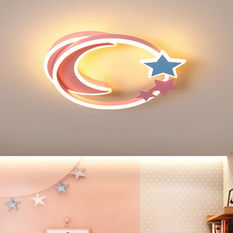 Cartoon-Halbmond- und Stern-Unterputz-LED-Deckenleuchte für Kinderzimmer