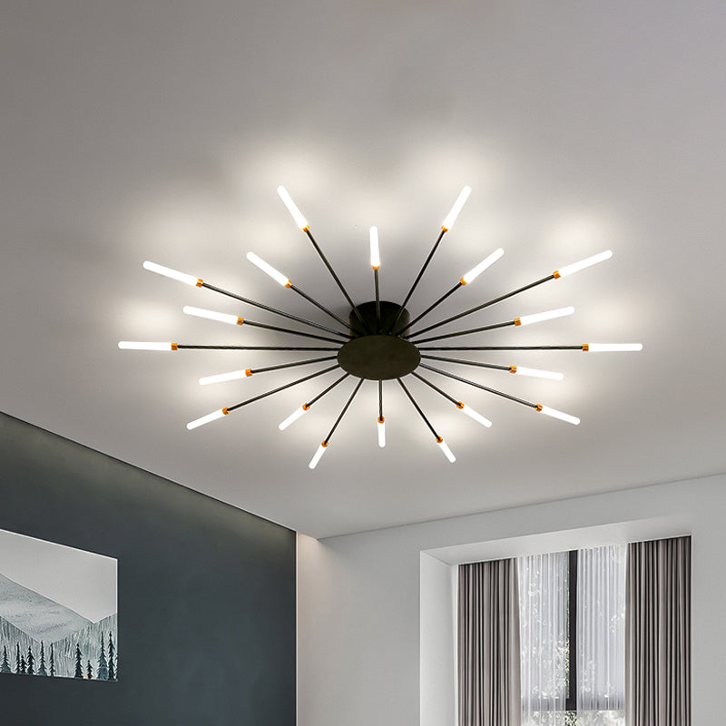 Lámpara de techo contemporánea negra/dorada con LED acrílico para dormitorio - Montaje semiempotrado (12/18/28 luces)