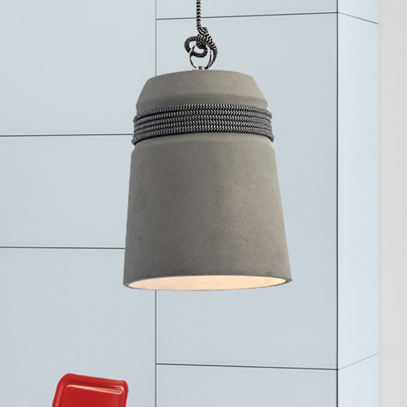 Lampada a sospensione con finitura in cemento stile industriale nero/grigio/beige con corda