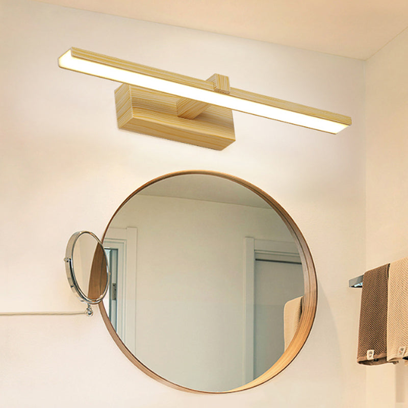Lámpara de pared LED nórdica moderna para tocador de baño elegante - Blanco/Madera, 16