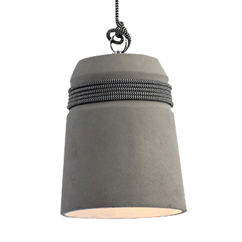 Lampada a sospensione con finitura in cemento stile industriale nero/grigio/beige con corda
