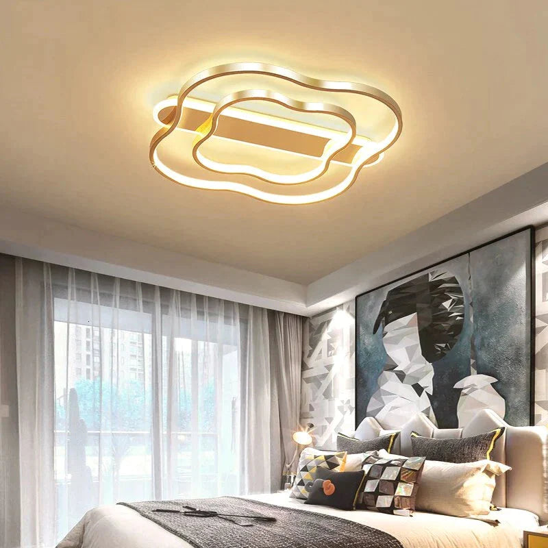 Zimmer Licht Blume Nordic Decke Lampe Einfache Moderne Gebürstet Gold Led Studie Zimmer Lampe Warme Romantische Schlafzimmer Lampen