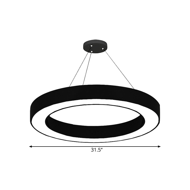 Kreisförmiges LED-Pendelleuchten-Set, minimalistische Büro-Hängelampe aus Acryl in Schwarz, 16