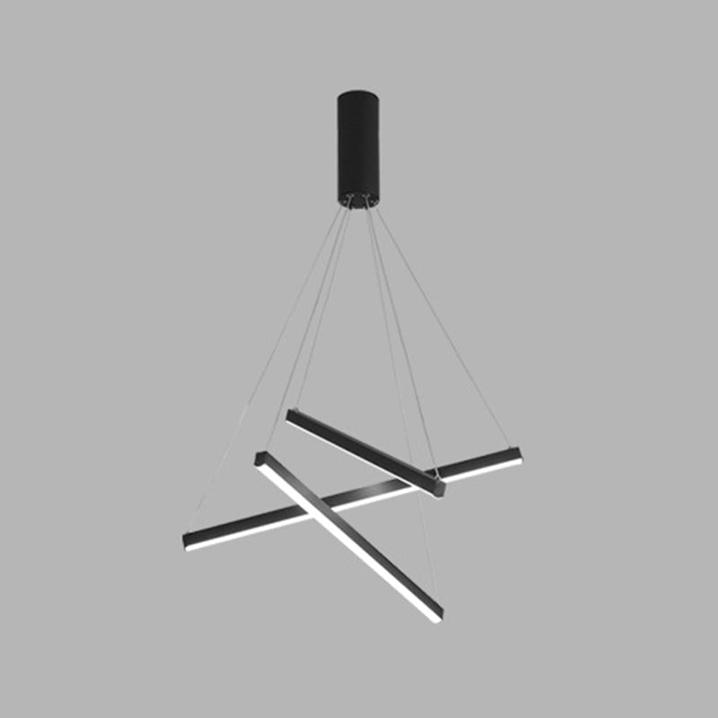 Żyrandol LED Black Sticks Nowość Minimalistyczna metalowa lampa wisząca do holu