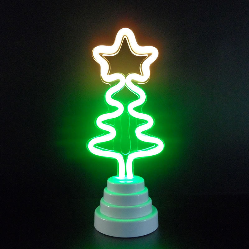 Mini-LED-Cartoon-Tischlampe – batteriebetriebene Schlafzimmer-Nachttischleuchte in Weiß
