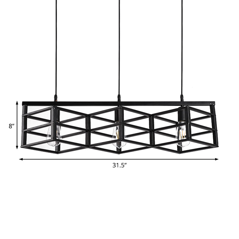 Lampada a sospensione da corridoio vintage industriale in metallo a 3 lampadine