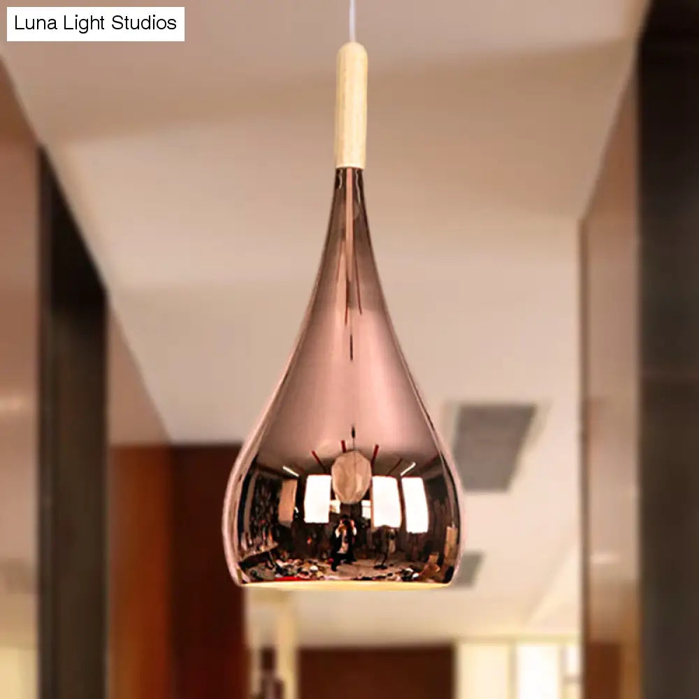 Lampada a sospensione a goccia Lampada da soffitto moderna in metallo cromato/oro rosa per cucina