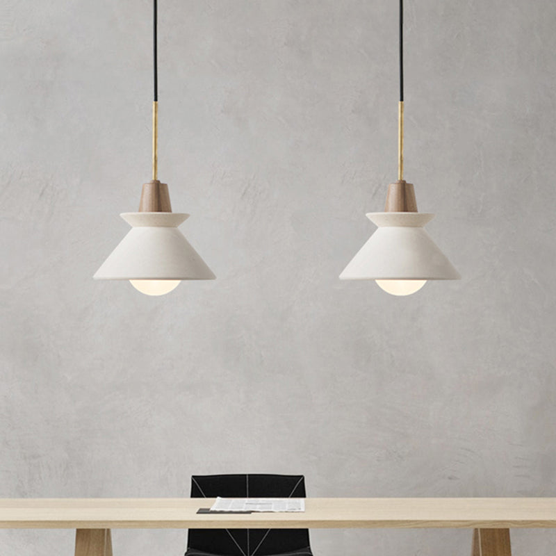 Schüsselschirm-Deckenleuchte Simplicity Cement Einzel-Hängeleuchte für Esszimmer in Weiß