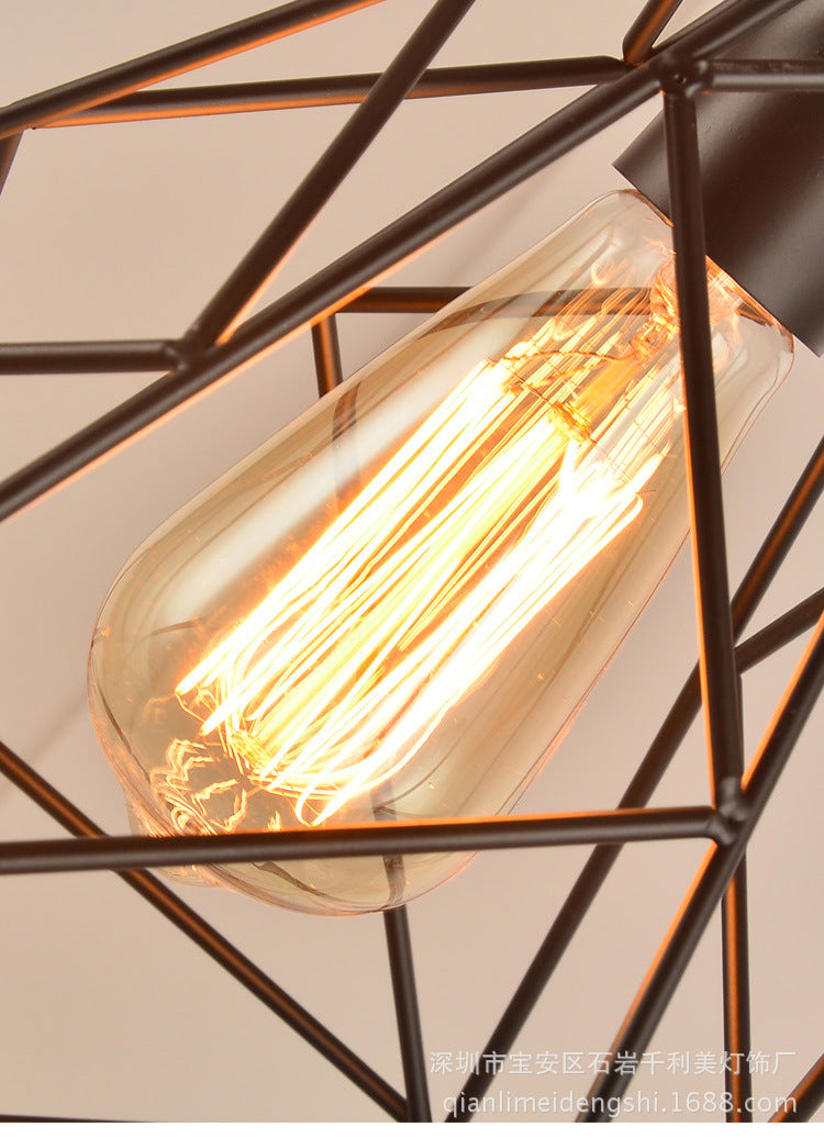 Vintage Diamantkäfig-Pendelleuchte aus Metall für das Esszimmer – Schwarz