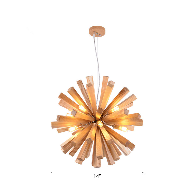 Lámpara colgante Starburst, lámpara colgante de madera modernista de 14 