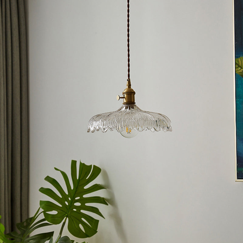 Przemysłowa lampa sufitowa z zapiekaną krawędzią Pojedyncza wisząca lampa wisząca z przezroczystego szkła do restauracji