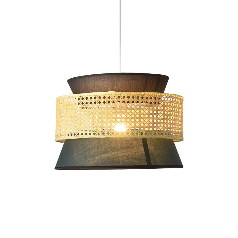 Luminaire suspendu noir/vert simple de simplicité de lumière de suspension de rotin à plusieurs niveaux