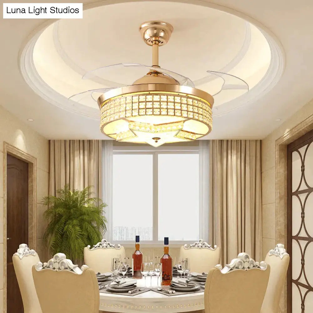 LED Modern Alloy Crystal Acrylic Ceiling Fan.LED Lamp.LED Light.Ceiling Lights.LED Ceiling Light.Ceiling Lamp For Foyer Bedroom