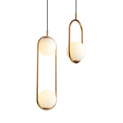 1/2 lampen slaapkamer hanglamp met bol witte glazen kap moderne zwart/goud hangende plafondlamp