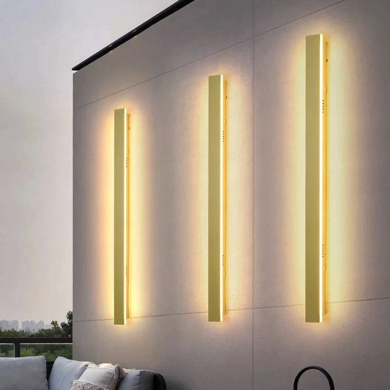 Außenbeleuchtung, hohe LED-Wandleuchte, IP65, wasserdicht, Aluminium, dimmbar, goldfarben, Garten-/Veranda-Wandleuchte, 110–220 V, Straßenleuchte