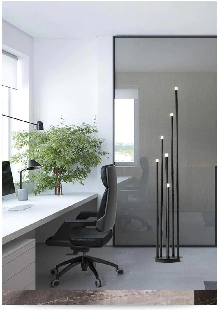 Moderne simple personnalité noir multi-tête lampadaire LED branche lampe sur pied salon lampe de lecture chambre chevet lampadaire